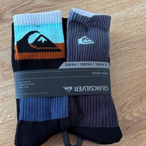 NWT Quiksilver Men's Casual Socks - Black, Blue, and Orange 5 pack